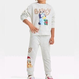Toddler Unisex Bluey Bingo Christmas 2pc Fleece Sweatsh & Joggers Outfit